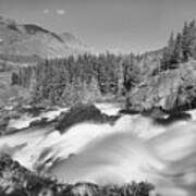 Red Rock Falls Spring Gusher Black And White Poster