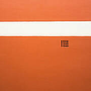 Red Wall With White Stripe And Grate Poster