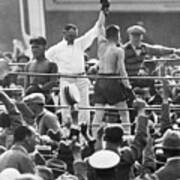 Referee Holds Boxers Hand In Victory Poster