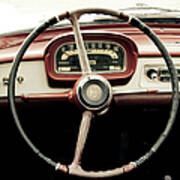 Retro Car Driving Wheel Poster