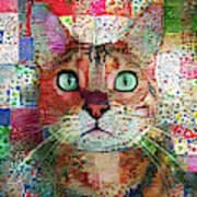 Rex The Patchwork Quilted Tabby Cat Poster