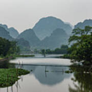 River And Limestone Mountains In Vietnam Poster