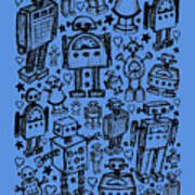 Robot Crowd Graphic Poster