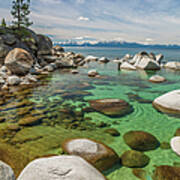 Rocks At Edge Of Lake, Lake Tahoe, Usa Poster