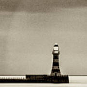 Roker Pier And Lighthouse In Sepia Poster