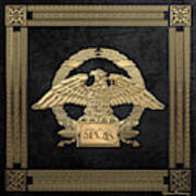 Roman Empire - Gold Roman Imperial Eagle Over Black Velvet Poster