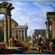Roman Ruin With A Prophet By Giovanni Paolo Pannini Poster