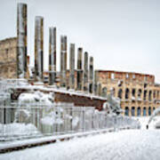 Rome Under Snow - Colosseum Poster
