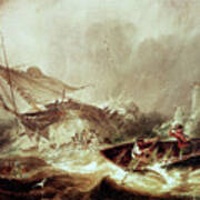 Rowing To Rescue Shipwrecked Sailors Off The Northumberland Coast Poster