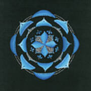 Royal Blue And Dots Mandala Poster