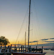 Sailboat At Sunrise In Annapolis Harbor Poster
