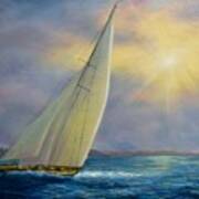 Sailing At Sunset Poster