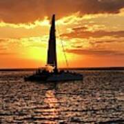 Sailboat Silhouette Sunset In Captiva Island Florida 2019 Poster