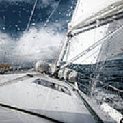 Sailing In The North Sea During A Storm Poster