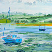 Sailing On The River Exe At Topsham Watercolour Painting En Plein Air Poster