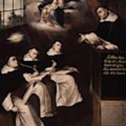 San Alberto Magno Preaching - 17th Century - Hispanoamerican Baroque. Child Jesus. Virgin Mary. Poster