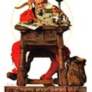 Santa At His Desk Poster