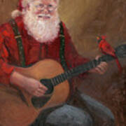 Santa With Guitar Poster