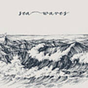 Sea Or Ocean Waves Drawing Sea View Poster