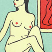 Seated Nude Woman Poster