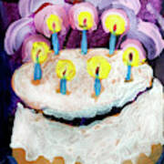 Seven Candle Birthday Cake Poster