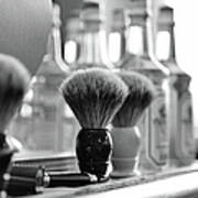 Shaving Brushes At Barbershop Poster