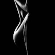 Silhouette Of Nude Woman In Bw Poster