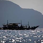 Silhouette Of Pa Aling Fishing Boat At Poster