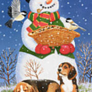 Snowman, Birds And Beagles Poster
