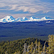 South Middle North Sisters And Broken Top Mts In Distant Snowy Cascade Mountains Oregon Usa Poster