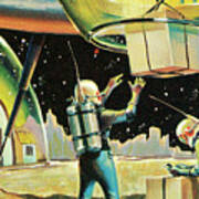 Spaceship Landing Poster
