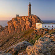 Spain, Galicia, Camarinas, Atlantic Ocean, A Coruna District, Costa Da Morte, Evening At The Lighthouse At Cabo Vilan On The Atlantic Coast Poster