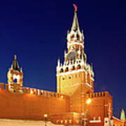 Spasskaya Tower Of Moscow Kremlin At Poster