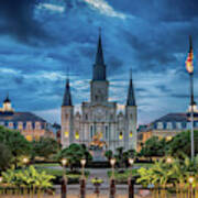 St Louis Cathedral At Night Poster