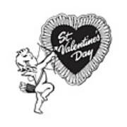 St. Valentine's Day Heart And Cupid Poster