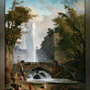 Stair And Fountain In The Park Of A Roman Villa Poster