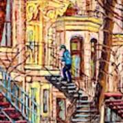 Staircase Street Scene Montreal Winding Staircases C Spandau The Mailman Plateau To Verdun Steps Art Poster