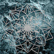 Star Mandala On Enigmatic Deep Blue Ocean Marble #1 #decor #art Poster