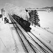 Steam Train In Snow Poster