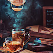 Steampunk Tea (with A Blimp) Poster