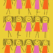 Stick Figure Girl Pattern Poster