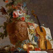 Still Life With Flowers And A Violin Poster