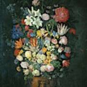Still-life With Flowers In A Vase. Canvas, 129 X 85 Cm Inv. Nm 373. Poster