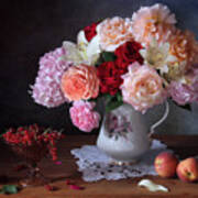 Still Life With Roses And Berries Poster