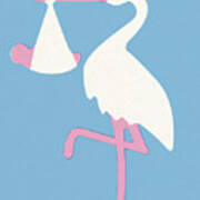 Stork With Baby Poster