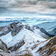 Stormy Mountains Panorama, Mount Pilatus, Switzerland Poster