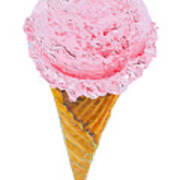 Strawberry Ice Cream Cone Poster
