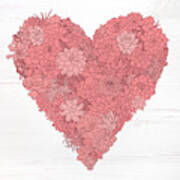 Pink Succulent Heart White Background Poster