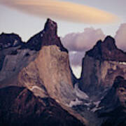Sunrise At Los Cuernos Peaks In Torres Del Paine National Park, Chile Poster