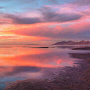 Sunset And Antelope Island Poster